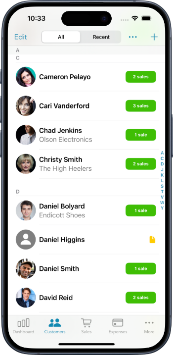 Sales Tracking App - Customers screenshot