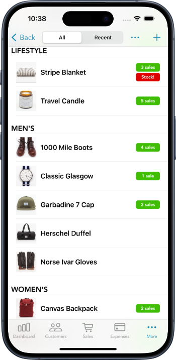 Sales Tracking App - Items screenshot